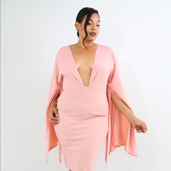 Plus Rose Deep Plunge Dress - Picture 2 of 5